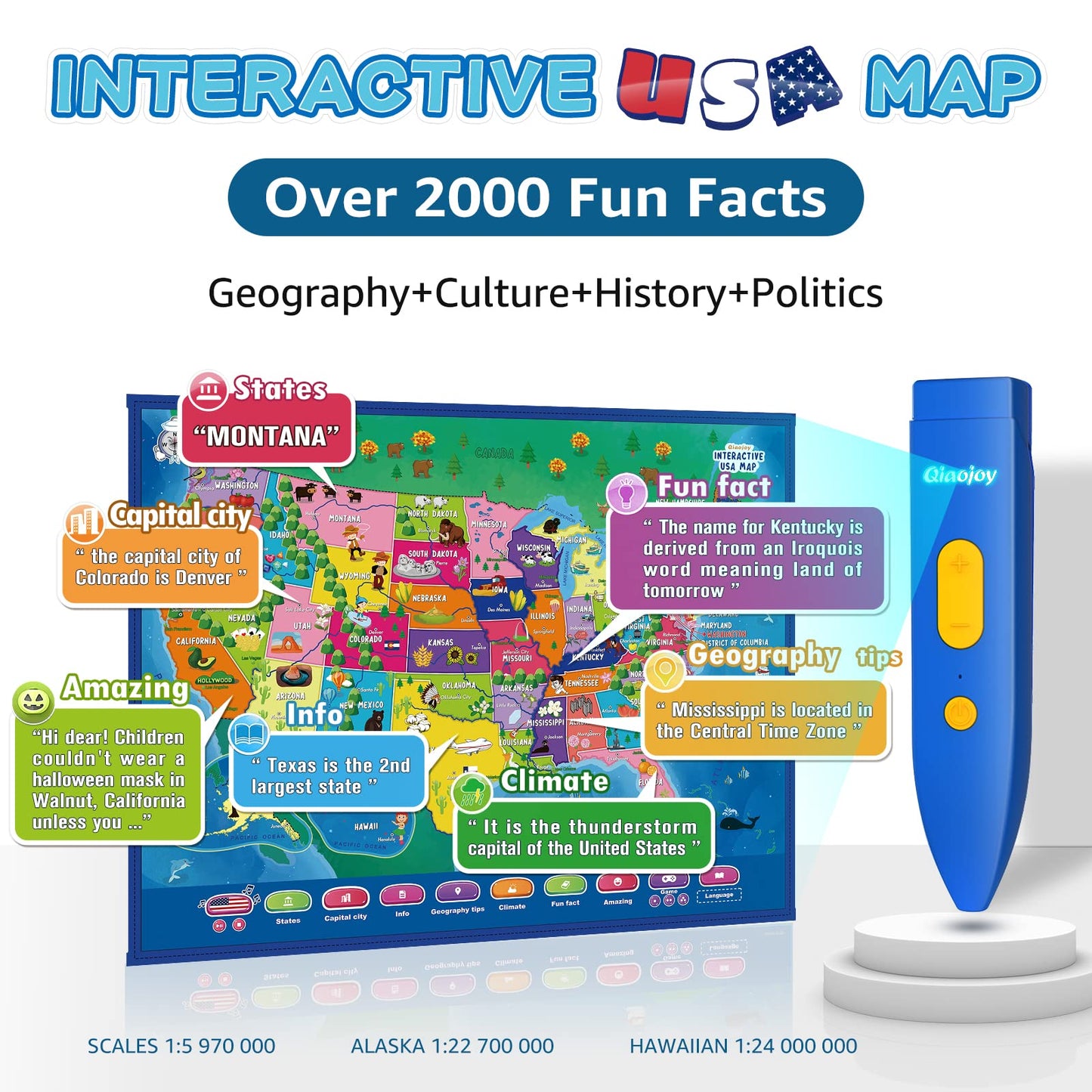 Bilingual Interactive for Kids Talking USA Map Solar System Poster for Kids Learning and Educational Toys,Talking Educational Toy for Ages 3 to 12 Years Old Girls/Boys,Learning Chart for Preschool