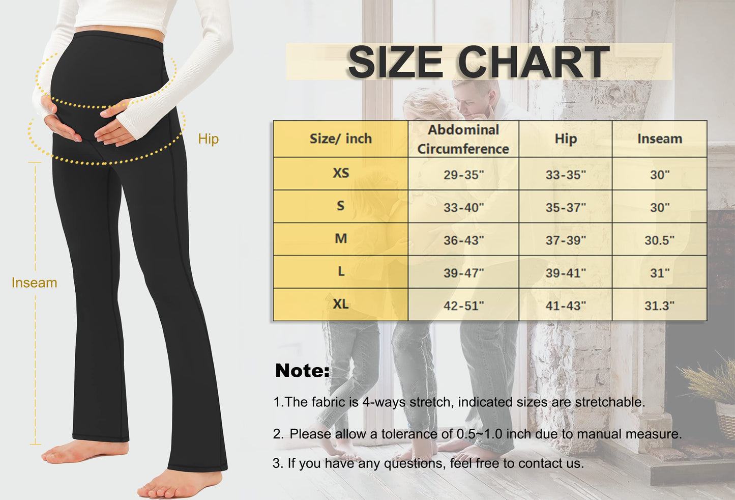 JOYSPELS Smooth Feeling Maternity Bootcut Pants with Pockets Over The Belly Pregnancy Yoga Pants for Work Casual