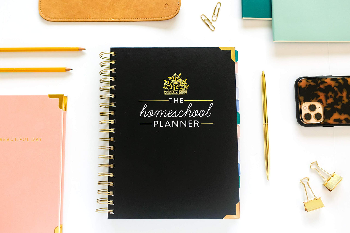 The Homeschool Planner: Beautiful and Undated with Monthly Tabs | To Do List, Goals, Meal Planning & Academic Tools | Homeschooling, Distance Learning & Family Organizer | Gold Spiral