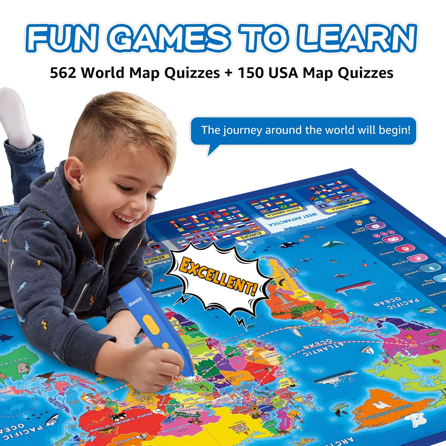 Bilingual Interactive for Kids Talking USA Map Solar System Poster for Kids Learning and Educational Toys,Talking Educational Toy for Ages 3 to 12 Years Old Girls/Boys,Learning Chart for Preschool