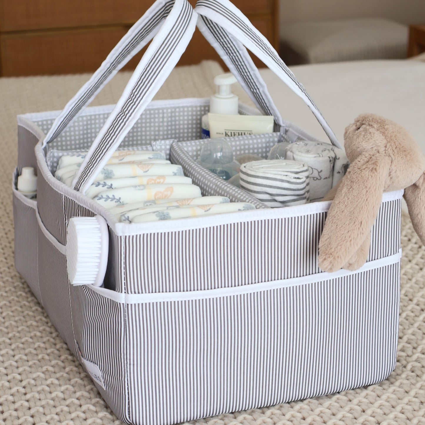 Lily Miles Baby Diaper Caddy - Large Organizer Tote Bag for Baby essentials Boy or Girl - Baby Shower Basket - Nursery Must Haves - Registry Favorites - Newborn Caddie Car Travel