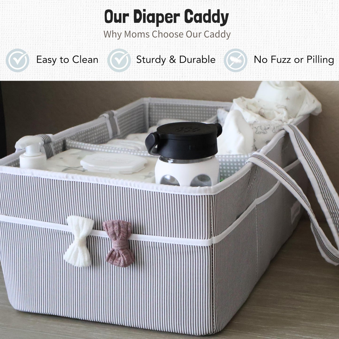 Lily Miles Baby Diaper Caddy - Large Organizer Tote Bag for Baby essentials Boy or Girl - Baby Shower Basket - Nursery Must Haves - Registry Favorites - Newborn Caddie Car Travel